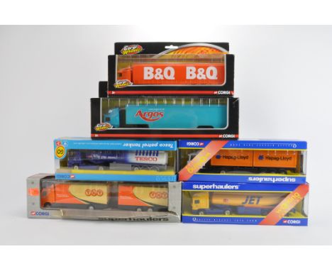 Group of Corgi Superhauler Diecast Trucks in 1/64 Scale. Various issues. M in VG to E Boxes. (6)