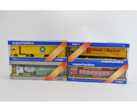 Group of Corgi Superhauler Diecast Trucks in 1/64 Scale. Various issues. M in VG to E Boxes. (4)