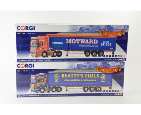 Corgi 1/50 Limited Edition Truck and Trailer Sets including Motward Timber and Beatty's Fuels. M in E Boxes. (2)