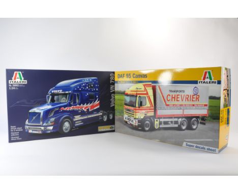 Duo of Italeri 1/24 Scale Truck Model Kits. Volvo VN 780 plus DAF 95 Canvas. As New. (2)