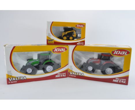 Joal 1/32 Valtra S Series Tractor Models x 2 plus MF Skid Steer Loader. M in E boxes. (3)