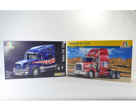 Duo of Italeri 1/24 Scale Truck Model Kits. Volvo VN 780 plus Peterbilt 377A. As New. (2)