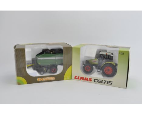 Universal Hobbies 1/32 Fendt Baler plus Claas Celtis Tractor. VG to E in Boxes. (2)