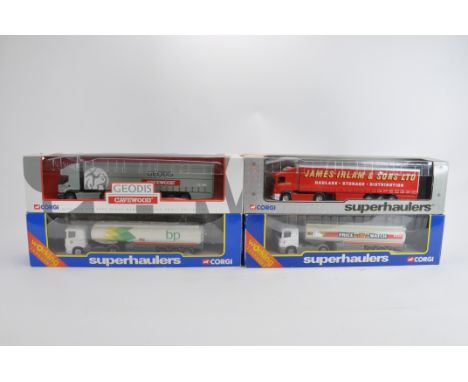 Group of Corgi Superhauler Diecast Trucks in 1/64 Scale. Various issues. M in VG to E Boxes. (4)