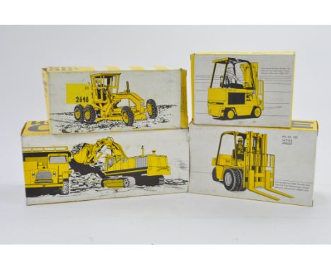 Selection of NZG 1/50 Scale Construction equipment including Grader, Forklifts and Excavator. Generally E to BM in G Boxes. (