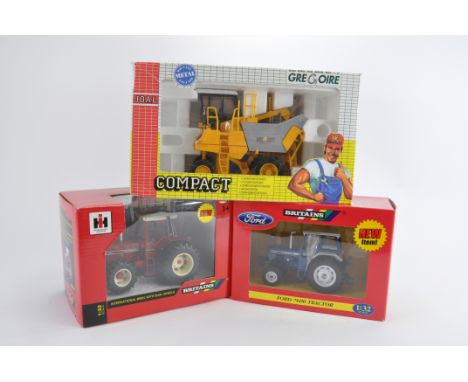 Joal 1/32 Gregoire Grape Harvester plus Britains Tractor Pair of a IH 956XL and Ford 7600. M in E Boxes. (3)