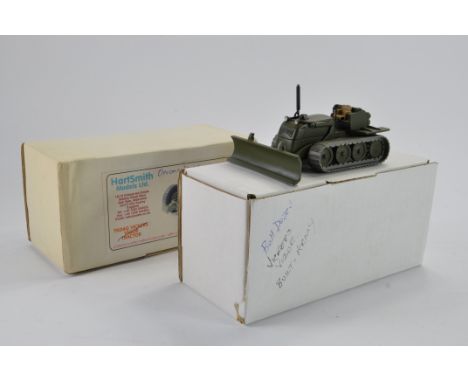 Hartsmith 1/48 White Metal Vickers Vigor Bulldozer Tractor in Military Green plus Onions Towed Scraper (unbuilt). (2)