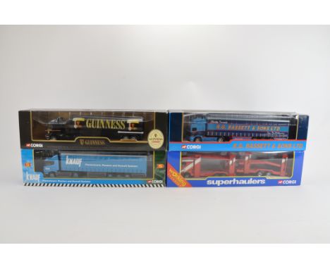 Group of Corgi Superhauler Diecast Trucks in 1/64 Scale. Various issues. M in VG to E Boxes. (4)