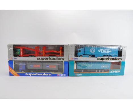 Group of Corgi Superhauler Diecast Trucks in 1/64 Scale. Various issues. M in VG to E Boxes. (4)