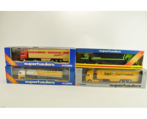 Group of Corgi Superhauler Diecast Trucks in 1/64 Scale. Various issues. M in VG to E Boxes. (4)