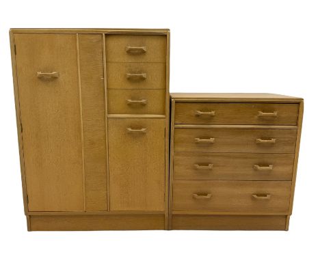 E. Gomme for G-Plan - gentleman's dressing cabinet, fitted with cupboards and drawers, the top drawer with mirror (W89cm, H12