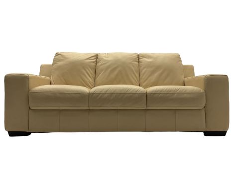 Violino Italian three seat sofa, upholstered in cream leatherDimensions: Height:&nbsp;80cm&nbsp; Length/Width:&nbsp;200cm&nbs