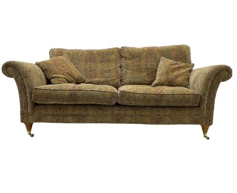 Parker Knoll two seat sofa, upholstered in natural beige patterned fabricDimensions: Height:&nbsp;80cm&nbsp; Length/Width:&nb