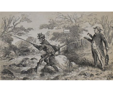 A group of nine monochrome prints of hunting sketch illustrations, all framed and under glass, together with several other pr