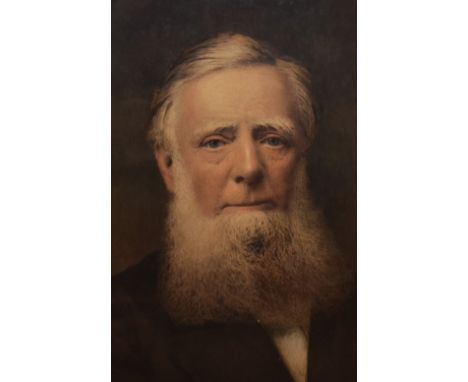 19th/20th Century School, coloured print, A shoulder length portrait of an elderly, bearded gentleman, displayed within a gil