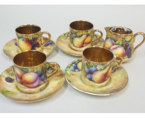 Royal Albert "Rose-Marie" coffee cans and saucers for six settings, also four other coffee cans and saucers with hand painted