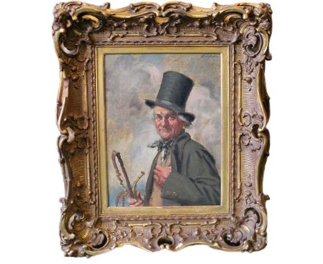 JOSEPH SIMPSON (1879 - 1939).Portrait of John Peel.Signed.Oil on canvas.39cm x 29cm.