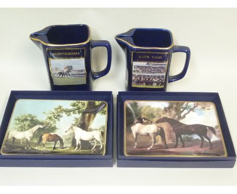 Two Royal Worcester porcelain plaques of rectangular form, depicting horses after originals by George Stubbs, each 21cm,boxed