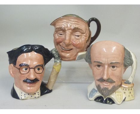 Three Royal Doulton character jugs, "Farmer John", Style 2, D5788 large, 17cm, "Groucho Marx", D6710 large, 18cm  and "Willia