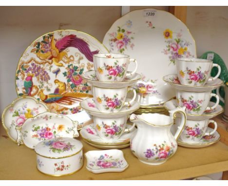 A Royal Crown Derby Posies pattern six setting tea service including cups, saucers, milk jug; etc 