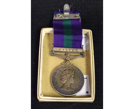 A Queen Elizabeth II General Service Medal, Malaya bar, CFN J W Wood REME, boxed