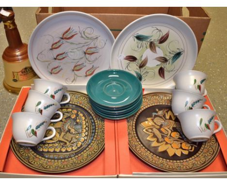 Denby - a pair of Egyptian Revival limited edition plates; six Greenwheat cups and saucers; two Glynn Colledge pates; etc.