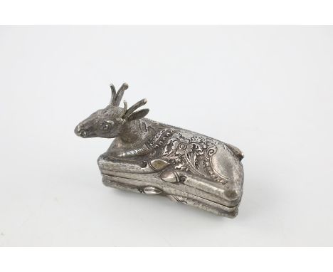 Vintage 925 sterling silver deer shaped trinket box with leaf detail, no visible stamp but has been XRF tested for purity app