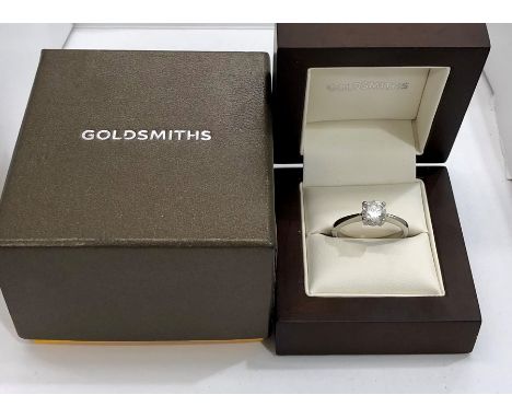 1ct Diamond and Platinum ladies ring set with central diamond hallmarked platinum and diamond size on shank 1.0ct