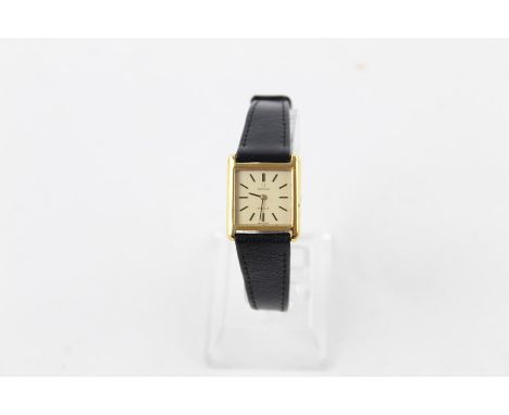 Vintage ladies Omega De Ville Gold tone wristwatchwith omega strap and buckle Face - 1.8cm x 2cm Strap - 1.5cm x 19cm Item in