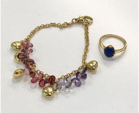 18ct  and stone set bracelet and 18ct gold opal ring total weight 12g