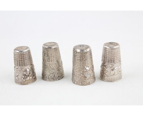 4 Vintage 925 silver Thimbles (31g) XRF tested for purity Height - 2.7cm 