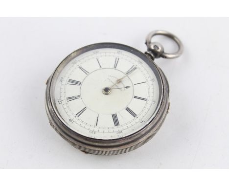 Vintage gents 925 silver centre seconds chronograph pocket watch 187g code on case- 89 code on movement - 20789Dimensions - 7