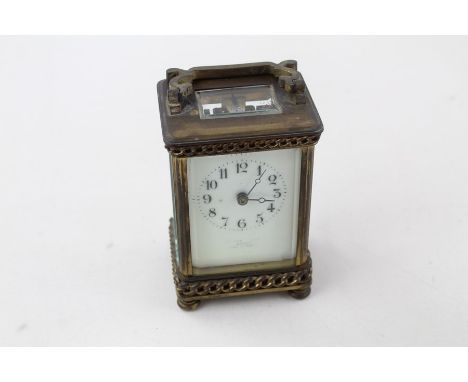 Antique Spencer and Ltd Co Madras coloimal heavy brass carriage clock key-wind in working order no warranty given, with chain