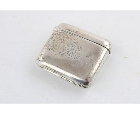 Antique hallmarked 1901 Birmingham silver vesta case with personalised engraving to the front of the case dimensions - 5.5cm(
