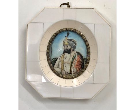 Sikh painting. company school framed portrait of Raja Suchet Singh, 