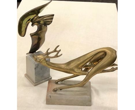 2 Hattakitkosol Somchai Som Chai limited edition Bronze Figurines abstract bird signed somchai 324/1000 measures approx heigh