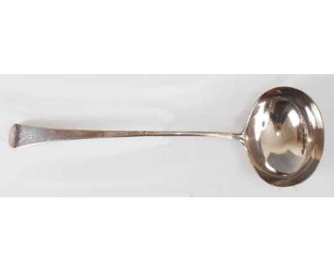 A George III silver soup ladle, in the Old English pattern, having crested terminal, 6.5oz, maker Richard Crossley, London 18
