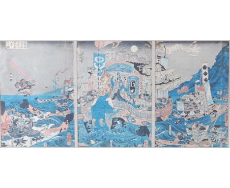 After Utagawa Kuniyoshi (1797-1861) - The utter defeat of the Taira clan in the Great Battle between the Minamoto and the Tai