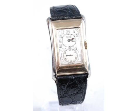 A vintage gent's 9ct yellow and white gold Rolex Prince chronometer, circa 1930s, having two-tone stepped case with convex gl
