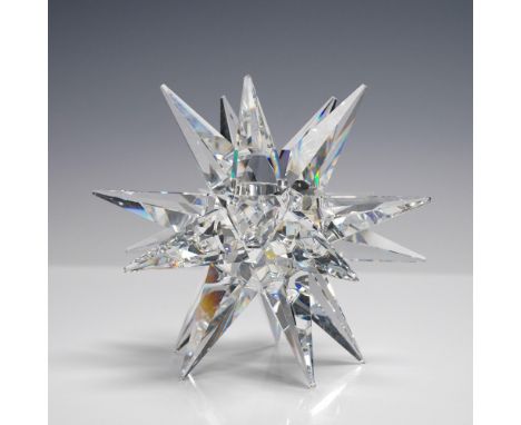 Brilliantly crafted Swarovski Silver Crystal star-shaped candleholder, featuring intricate multi-pointed design that captures