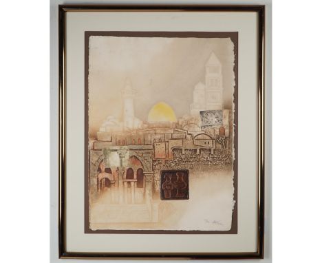 Hand-signed limited edition print by Mikulas Kravjansky, titled Jerusalem City of Gold. The richly detailed composition depic