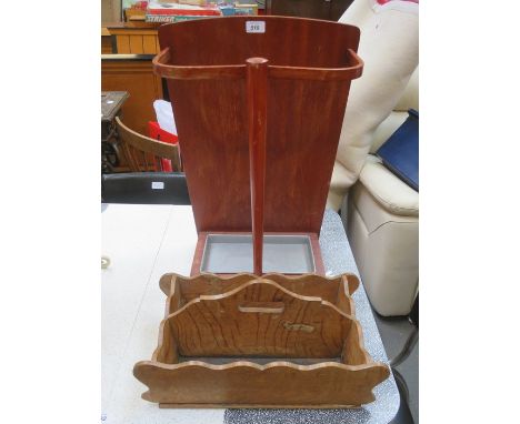 SMALL WOODEN STICK STAND AND WOODEN CUTLERY BOX 