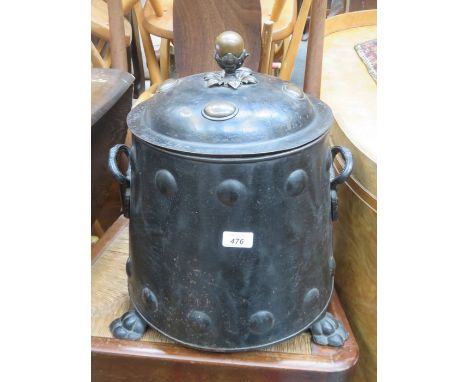VINTAGE COAL SCUTTLE ON CLAW SUPPORTS 
