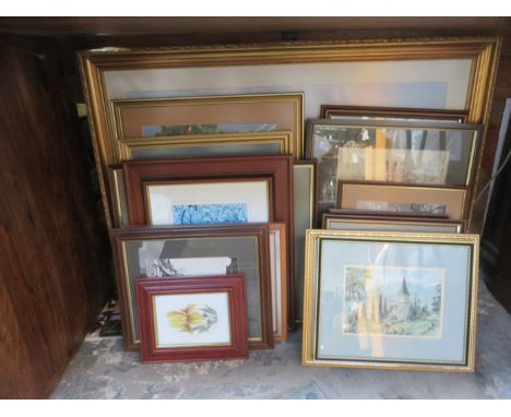 QUANTITY OF VARIOUS PICTURES AND PRINTS PLUS MODERN SAMPLER 