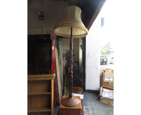 AFRICAN STYLE WOODEN STANDARD LAMP AND SHADE 