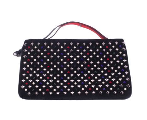 A Christian Louboutin shoulder bag. Having a removable chrome chain and adjustable black and red leather strap, the bag const