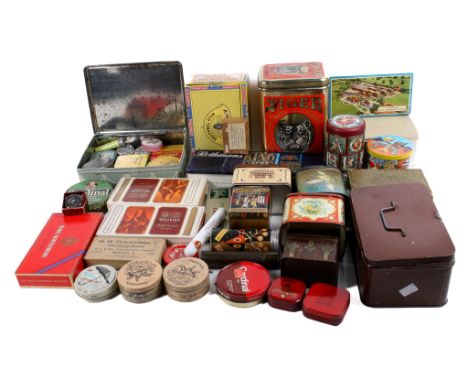 A collection of vintage advertising packaging. Including tins, cigar boxes, etc. Max. H22cm