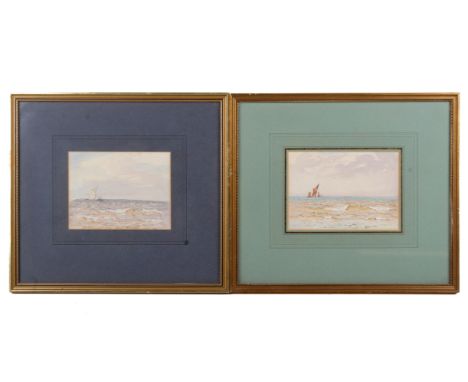 James Simpson Alderson (1856 - 1948), two seascape watercolours. 16cm x 11cm. Framed and glazed, exhibition provenance verso.