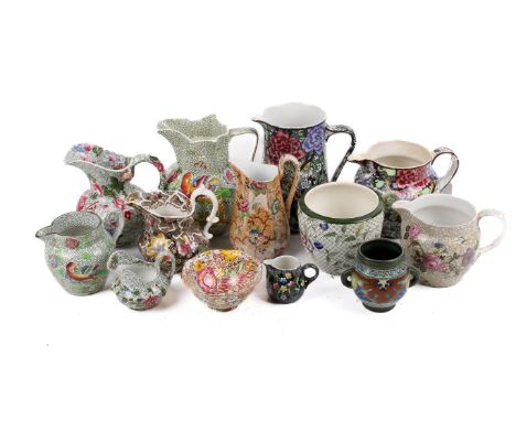 A collection of mostly 19th century transfer printed ceramics. Including Spode New Faience jug, etc. Max. H19cm