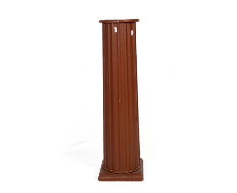 A vintage painted plaster column display stand. Raised on a square plinth. H121cm Condition Report: Appears in a fair conditi